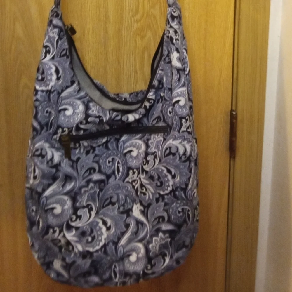 White Blue & Grey Hobo Bag